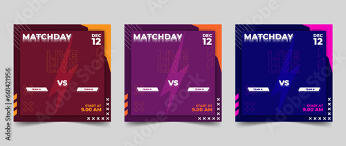 Set of sport match social media vector template
