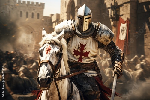 Leinwand Poster Templar knight's daring escape from enemy captivity