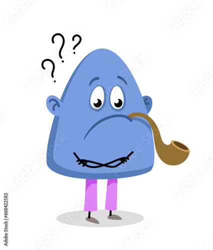 Cute monster character concept. Abstract spotted demon. Fictional character with smoke pipe. Graphic element for website. Cartoon flat vector illustration isolated on white background