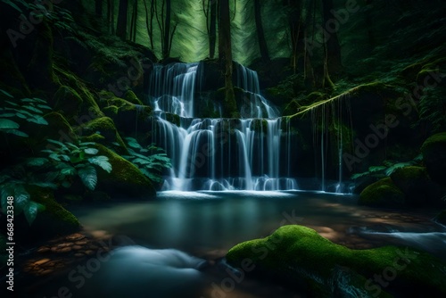 A hidden forest waterfall, where the sound of falling water is a soothing melody. © Muhammad