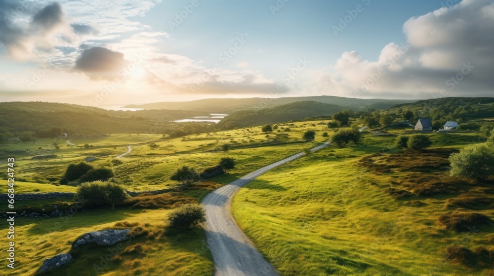 Obraz premium Beautiful morning landscape, morning countryside landscape