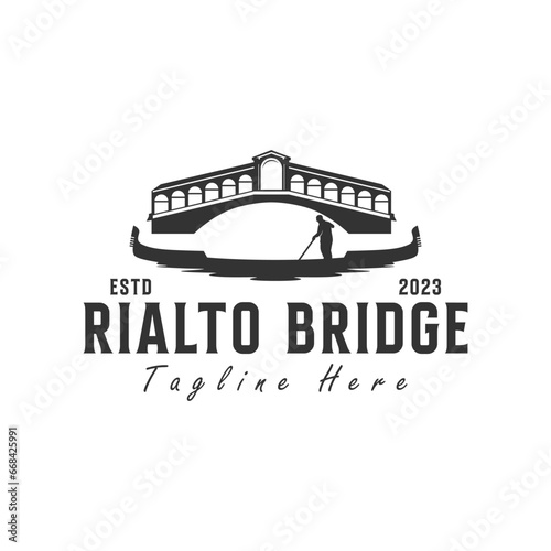italian rialto bridge illustration logo photo