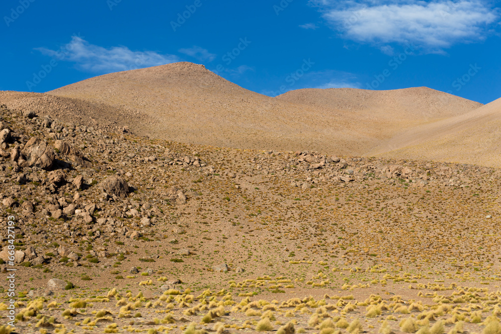 desert landscape over blue sky