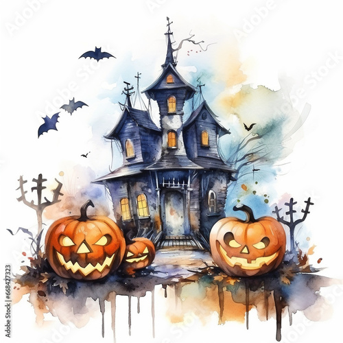 Graveyard Pumpkin Illustration Background photo