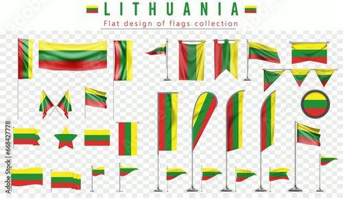 Lithuania flags set, flat design of flags Collection