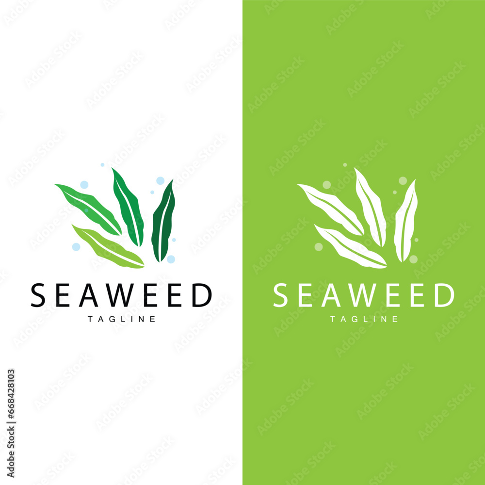 Seaweed Logo Design, Underwater Plant Design Illustrations, Cosmetics and Food Ingredient Seaweed Logo Design, Underwater Plant Design Illustrations, Cosmetics and Food Ingredient
