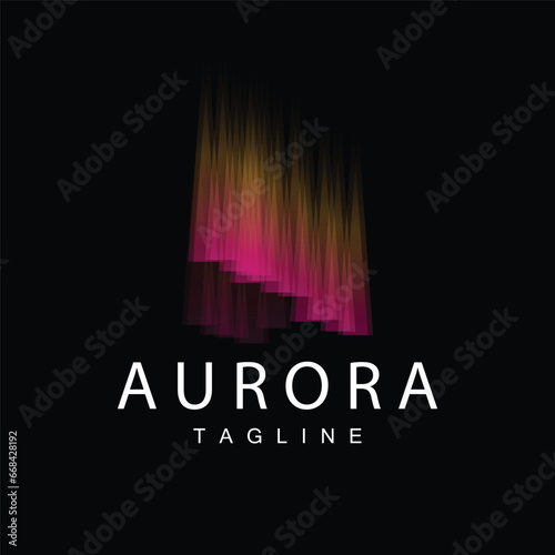 Aurora Logo, Simple Aurora Nature Scenery Design Color Gradation, Vector Icon Template, Illustration