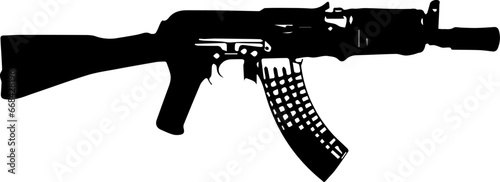 Automatic rifle Firearm weapon Isolated set vector silhouette.