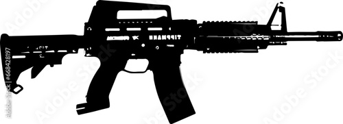 Automatic rifle Firearm weapon Isolated set vector silhouette.