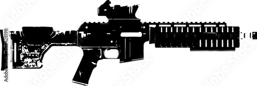 Automatic rifle Firearm weapon Isolated set vector silhouette.