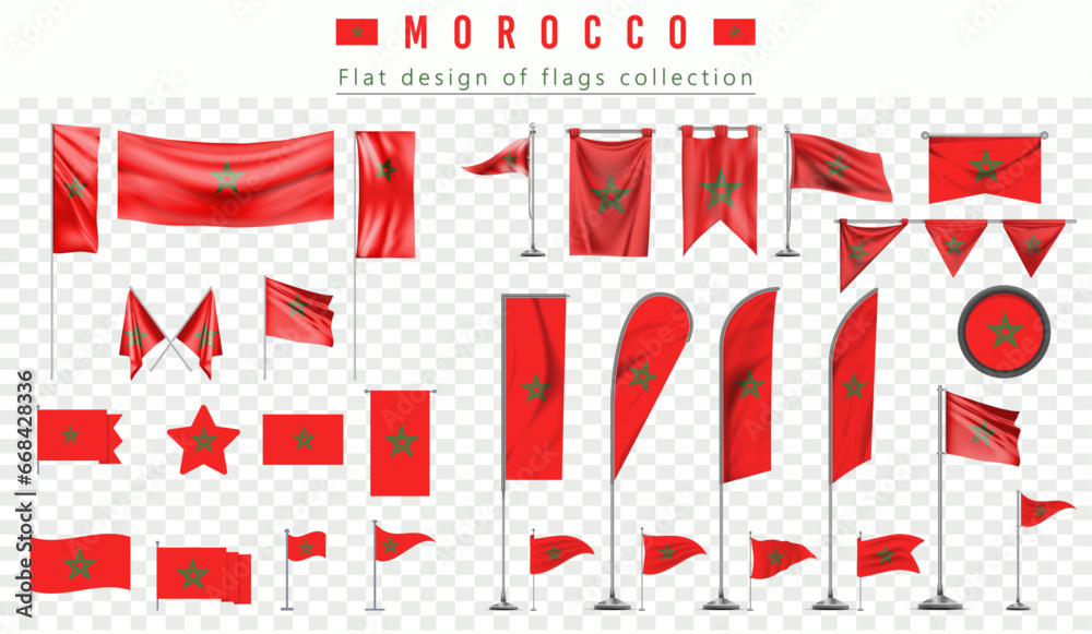 Morocco flags set, flat design of flags Collection Morocco flags set, flat design of flags Collection