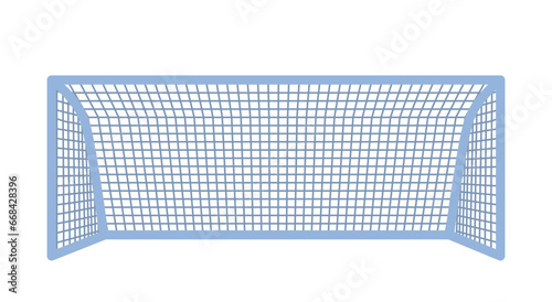 Football element sticker. Goal with net. Tournament and competitions. Active lifestyle and sports. Poster or banner. Cartoon flat vector illustration isolated on white background