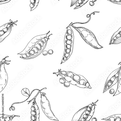 Hand Drawn Peas Seamless Pattern