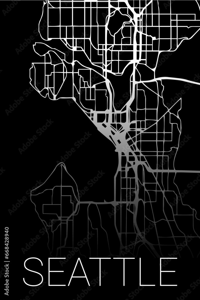 Seattle Map Silhouette for Squares