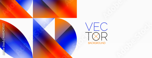 Serene gradient template. Circles and triangles mingle in minimalist perfection. Gentle fusion of forms and hues creates balanced yet captivating backdrop, embodying modern sophistication