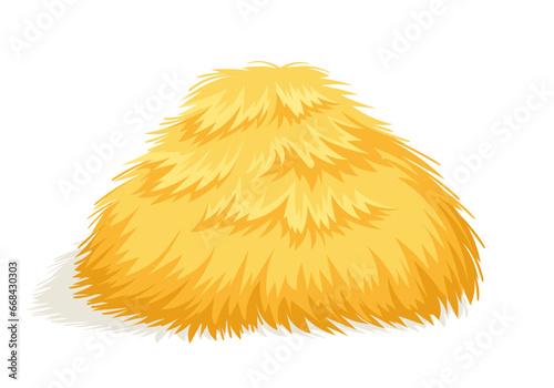 Haystack yellow concept. Agriculture and farming. Harvest and crop. Summer season harvesting symbol. Poster or banner. Cartoon flat vector illustration isdolated on white background