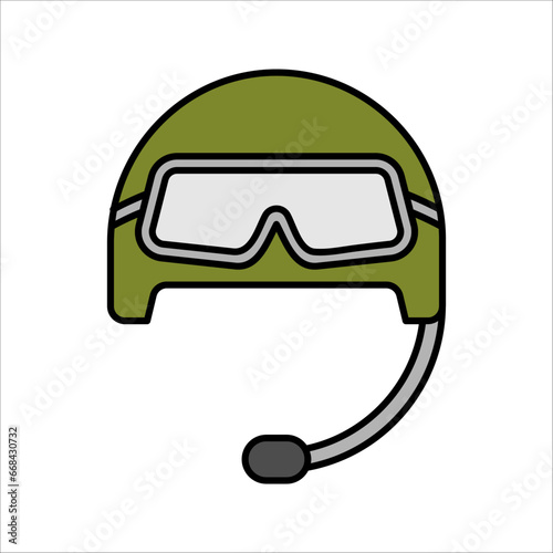 Pilot Helmet Icon. Airforce, Army Symbol - vector illustration on white background