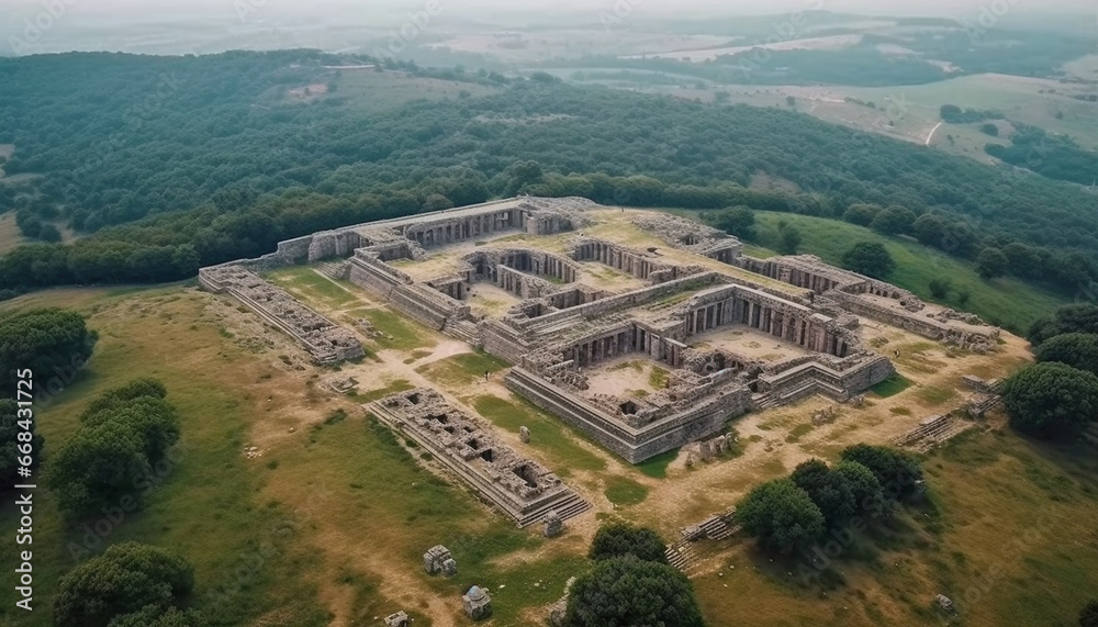 Ancient ruins of a famous monument, showcasing indigenous cultures generated by AI