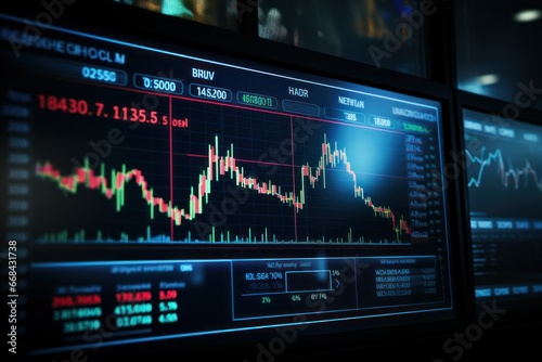 Stock market index performance on a digital display.