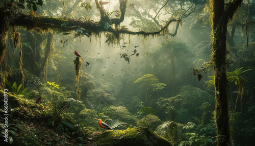 Adventure in the Amazon rainforest a mysterious, tranquil, uncultivated landscape generated by AI