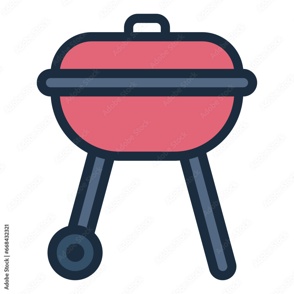 Barbecue color filled line icon Barbecue color filled line icon