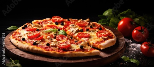 Delicious hot Italian gourmet pizza with cheese