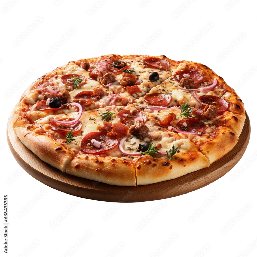 isolated pizza with varies spices