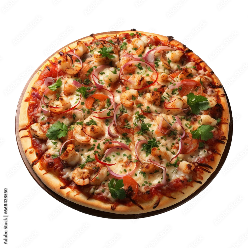 isolated pizza with varies spices