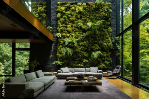 Vertical garden inside a contemporary living space.