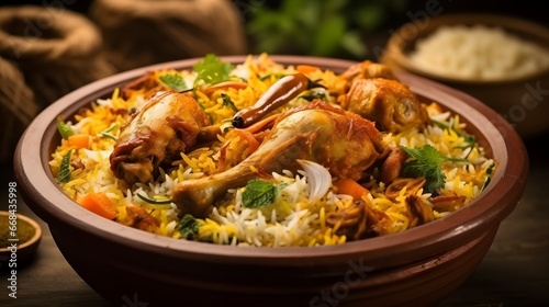 Dum Handi chicken Biryani is prepared in an earthen or clay pot called Haandi. Popular Indian non vegetarian food