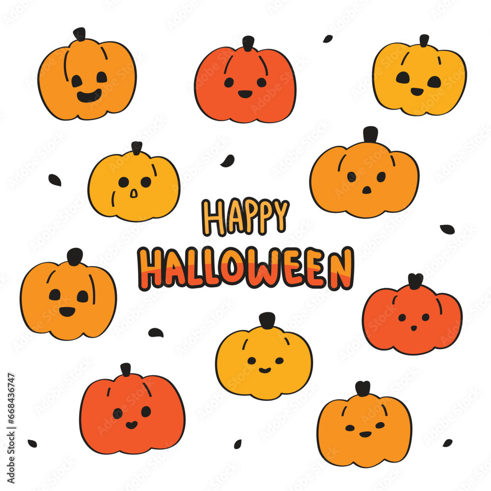  Halloween doodle styles. Hand drawing vector illustration of Halloween Motiv 