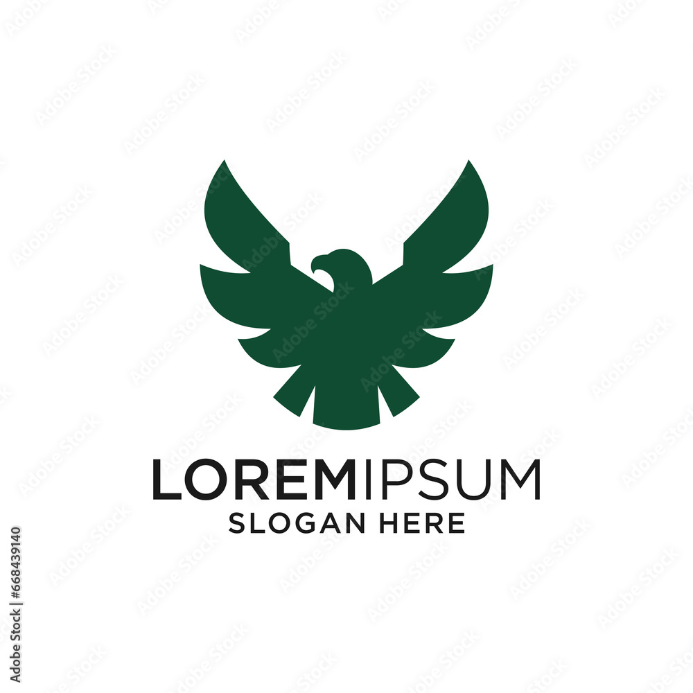 abstract simple eagle logo design isolated on green background color. Eagle icon, Eagle Design Vecto abstract simple eagle logo design isolated on green background color. Eagle icon, Eagle Design Vecto
