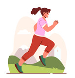 Running person outdoor. Woman in sportive uniform training. Active lifestyle and sports. Marathon runner and sprinter. Cartoon flat vector illustration isolated on white background