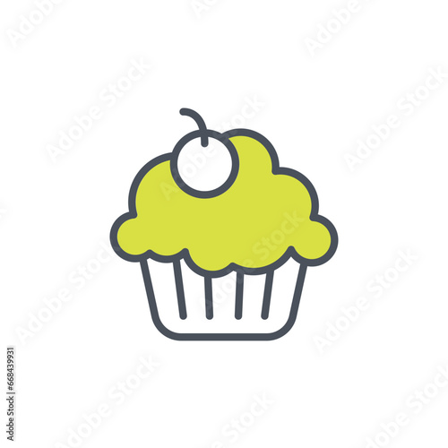 Vector sign of the piece of cake symbol isolated on a white background. icon color editable.