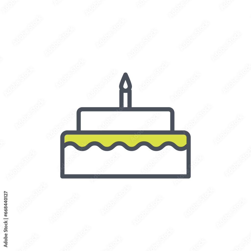 Vector sign of the birthday cake symbol isolated on a white background. icon color editable.