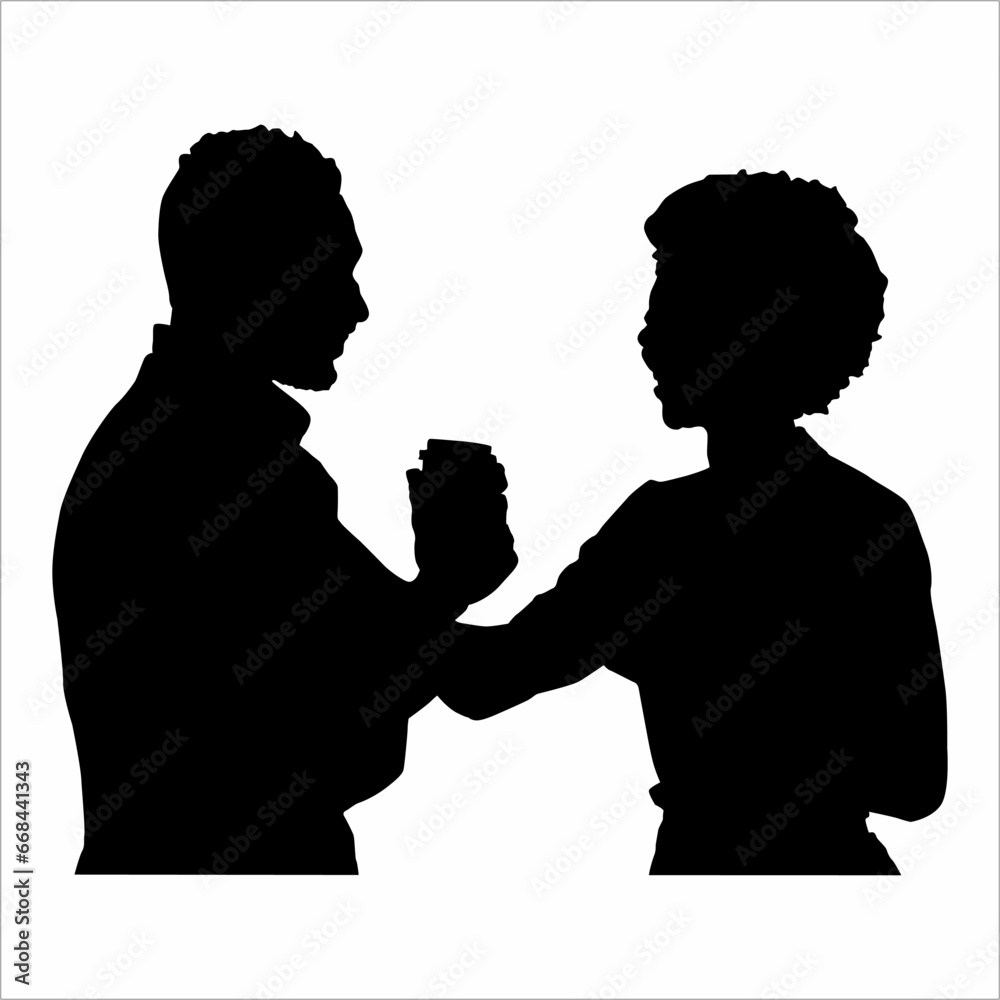 Silhouette of two business people