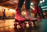 Youth at a roller-skating rink, having fun on wheels.