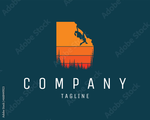 vector of mountain climbers hanging while looking at the amazing sunset. isolated logo, badge, emblem, icon, sticker design, adventure industry. available in eps 10