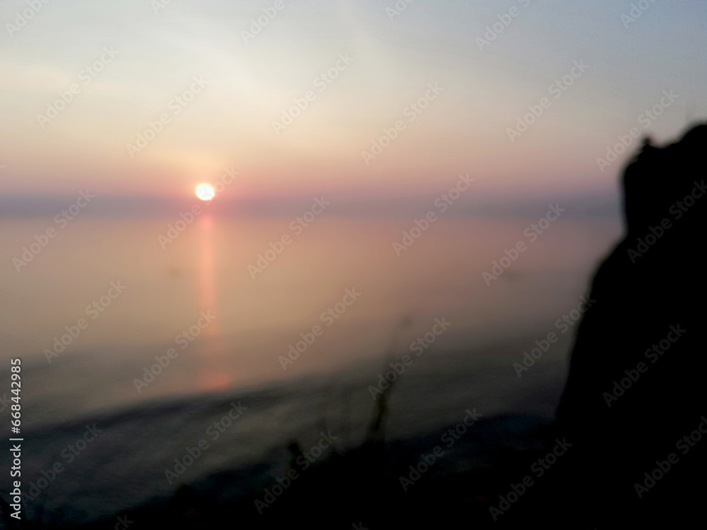 Blurred background of sunset around the seaside
