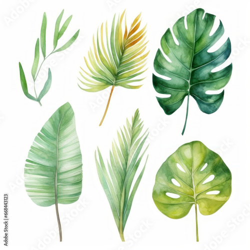 Elegant Watercolor Illustration of Greenery Leaves Set - Botanical Art