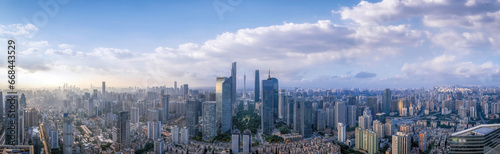 Aerial photography of the skyline of modern architectural landscapes in Guangzhou, China