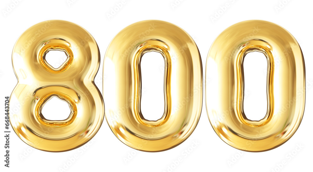 800 Follower Bubble Number Gold 3d Render 800 Follower Bubble Number Gold 3d Render