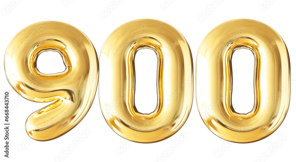 900 Follower Bubble Number Gold 3d Render 900 Follower Bubble Number Gold 3d Render