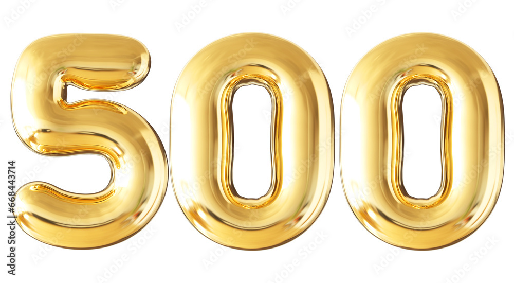 500 Follower Bubble Number Gold 3d Render 500 Follower Bubble Number Gold 3d Render