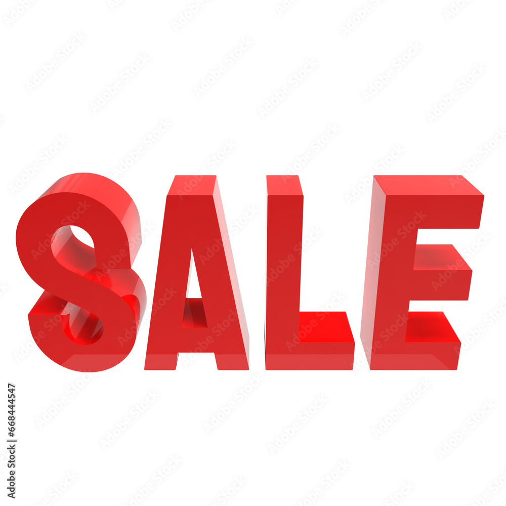 The red sale png image 3d render