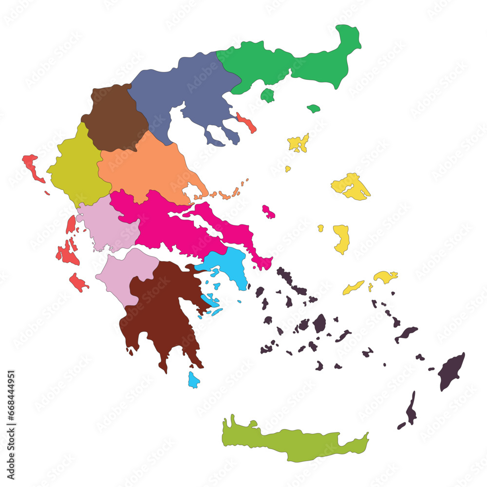 Fototapeta premium Greece map with main regions. Map of Greece