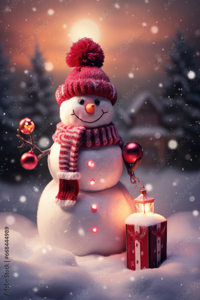 snowman with gift box. snowman with gift box.