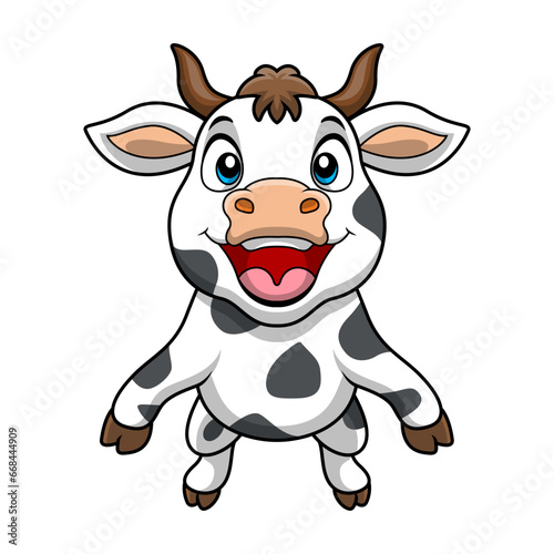 Cute cow cartoon on white background