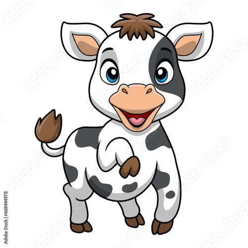 Cute cow cartoon on white background