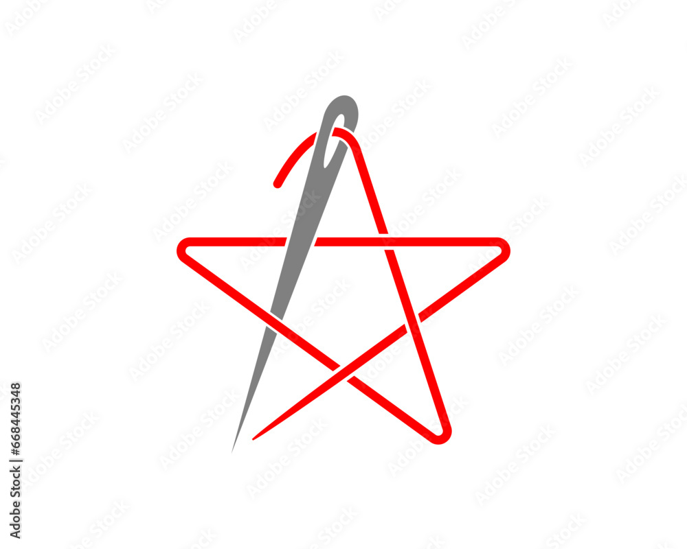 Needle sewing a stars shape vector illustration